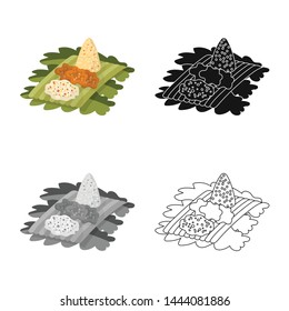 Isolated object of rice and dish sign. Set of rice and curry vector icon for stock.