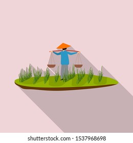 Isolated object of rice and field icon. Graphic of rice and water stock symbol for web.