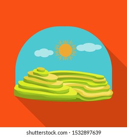 Isolated object of rice and field sign. Graphic of rice and terrace vector icon for stock.