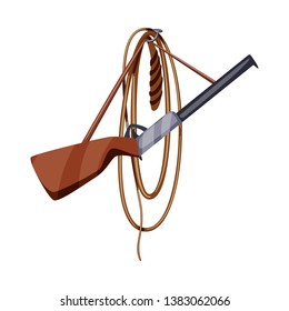 Isolated object of rifle and whip logo. Collection of rifle and weapon vector icon for stock.