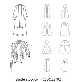 Isolated object of robe and garment logo. Collection of robe and cloth stock symbol for web.