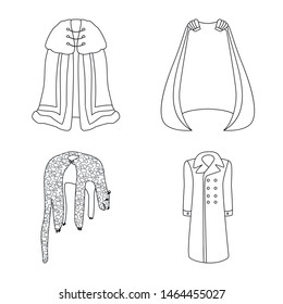 Isolated object of robe and garment logo. Set of robe and cloth stock symbol for web.