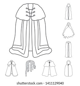 Isolated object of robe and garment sign. Collection of robe and cloth stock vector illustration.