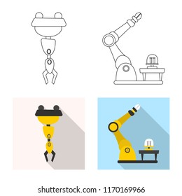 Isolated object of robot and factory icon. Set of robot and space stock symbol for web.