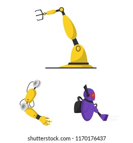 Isolated object of robot and factory icon. Collection of robot and space stock symbol for web.