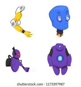 Isolated object of robot and factory icon. Set of robot and space stock vector illustration.