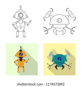 Isolated object of robot and factory icon. Set of robot and space vector icon for stock.