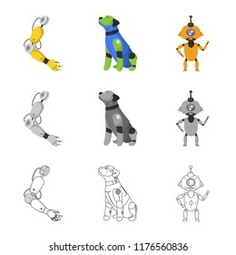 Isolated object of robot and factory icon. Collection of robot and space stock vector illustration.