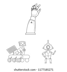 Isolated object of robot and factory icon. Set of robot and space stock vector illustration.