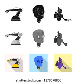 Isolated object of robot and factory icon. Collection of robot and space stock symbol for web.