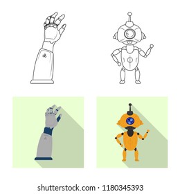 Isolated object of robot and factory icon. Set of robot and space stock symbol for web.