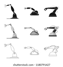 Isolated object of robot and factory icon. Collection of robot and space vector icon for stock.
