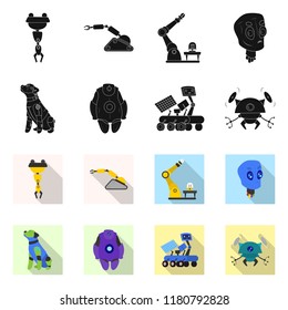 Isolated object of robot and factory icon. Collection of robot and space stock vector illustration.