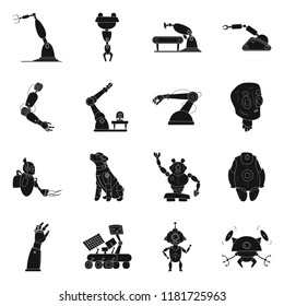 Isolated object of robot and factory icon. Collection of robot and space vector icon for stock.