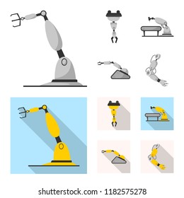 Isolated object of robot and factory icon. Set of robot and space stock symbol for web.