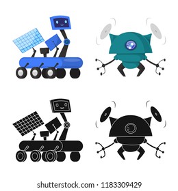 Isolated object of robot and factory icon. Set of robot and space vector icon for stock.