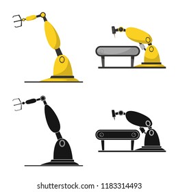 Isolated object of robot and factory icon. Set of robot and space vector icon for stock.