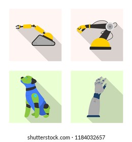 Isolated object of robot and factory icon. Set of robot and space vector icon for stock.