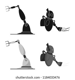 Isolated object of robot and factory icon. Collection of robot and space vector icon for stock.