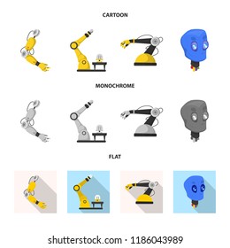 Isolated object of robot and factory icon. Set of robot and space stock symbol for web.