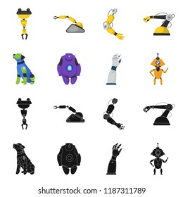 Isolated object of robot and factory icon. Set of robot and space stock symbol for web.