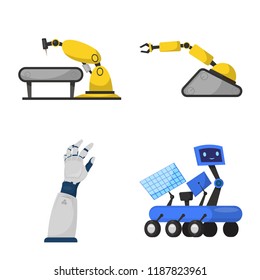 Isolated object of robot and factory icon. Set of robot and space vector icon for stock.