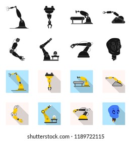 Isolated object of robot and factory icon. Set of robot and space stock symbol for web.