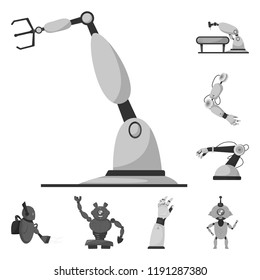 Isolated object of robot and factory icon. Collection of robot and space stock symbol for web.