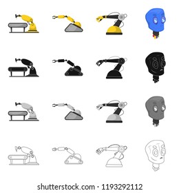 Isolated object of robot and factory icon. Collection of robot and space stock symbol for web.