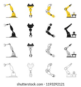 Isolated object of robot and factory icon. Collection of robot and space stock symbol for web.