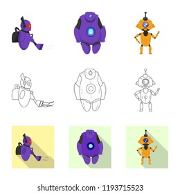 Isolated object of robot and factory icon. Collection of robot and space stock symbol for web.