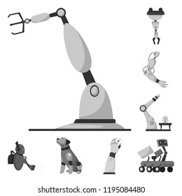 Isolated object of robot and factory icon. Set of robot and space vector icon for stock.