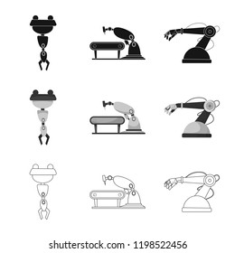 Isolated object of robot and factory icon. Collection of robot and space stock vector illustration.