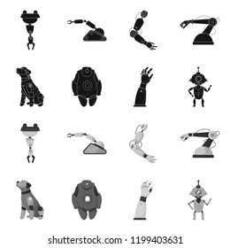 Isolated object of robot and factory icon. Set of robot and space vector icon for stock.