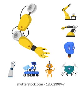 Isolated object of robot and factory icon. Collection of robot and space stock symbol for web.