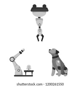 Isolated object of robot and factory icon. Set of robot and space stock vector illustration.