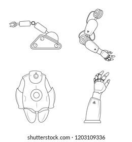 Isolated object of robot and factory icon. Set of robot and space vector icon for stock.