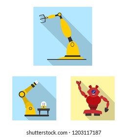 Isolated object of robot and factory icon. Set of robot and space vector icon for stock.