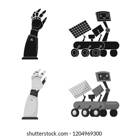 Isolated object of robot and factory icon. Collection of robot and space stock vector illustration.