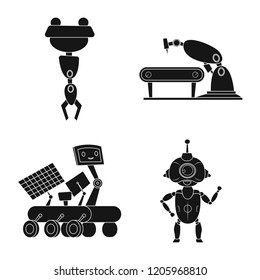 Isolated object of robot and factory icon. Set of robot and space stock vector illustration.