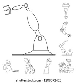 Isolated object of robot and factory icon. Set of robot and space stock vector illustration.