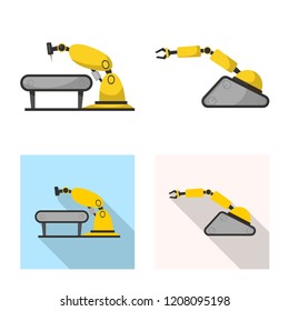 Isolated object of robot and factory icon. Collection of robot and space vector icon for stock.