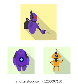 Isolated object of robot and factory icon. Collection of robot and space stock symbol for web.