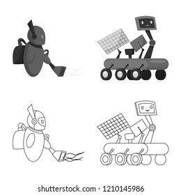 Isolated object of robot and factory icon. Collection of robot and space stock symbol for web.