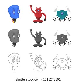Isolated object of robot and factory icon. Collection of robot and space stock symbol for web.