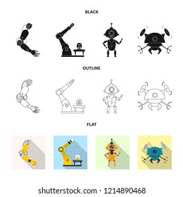 Isolated object of robot and factory icon. Set of robot and space vector icon for stock.