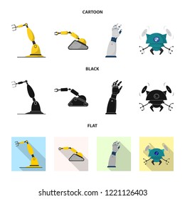 Isolated object of robot and factory icon. Collection of robot and space stock symbol for web.