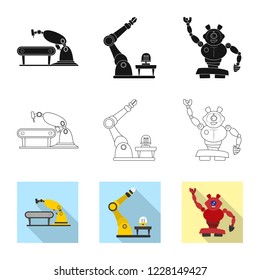 Isolated object of robot and factory icon. Set of robot and space stock symbol for web.