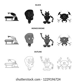 Isolated object of robot and factory icon. Collection of robot and space stock symbol for web.