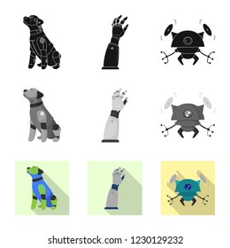 Isolated object of robot and factory icon. Collection of robot and space vector icon for stock.
